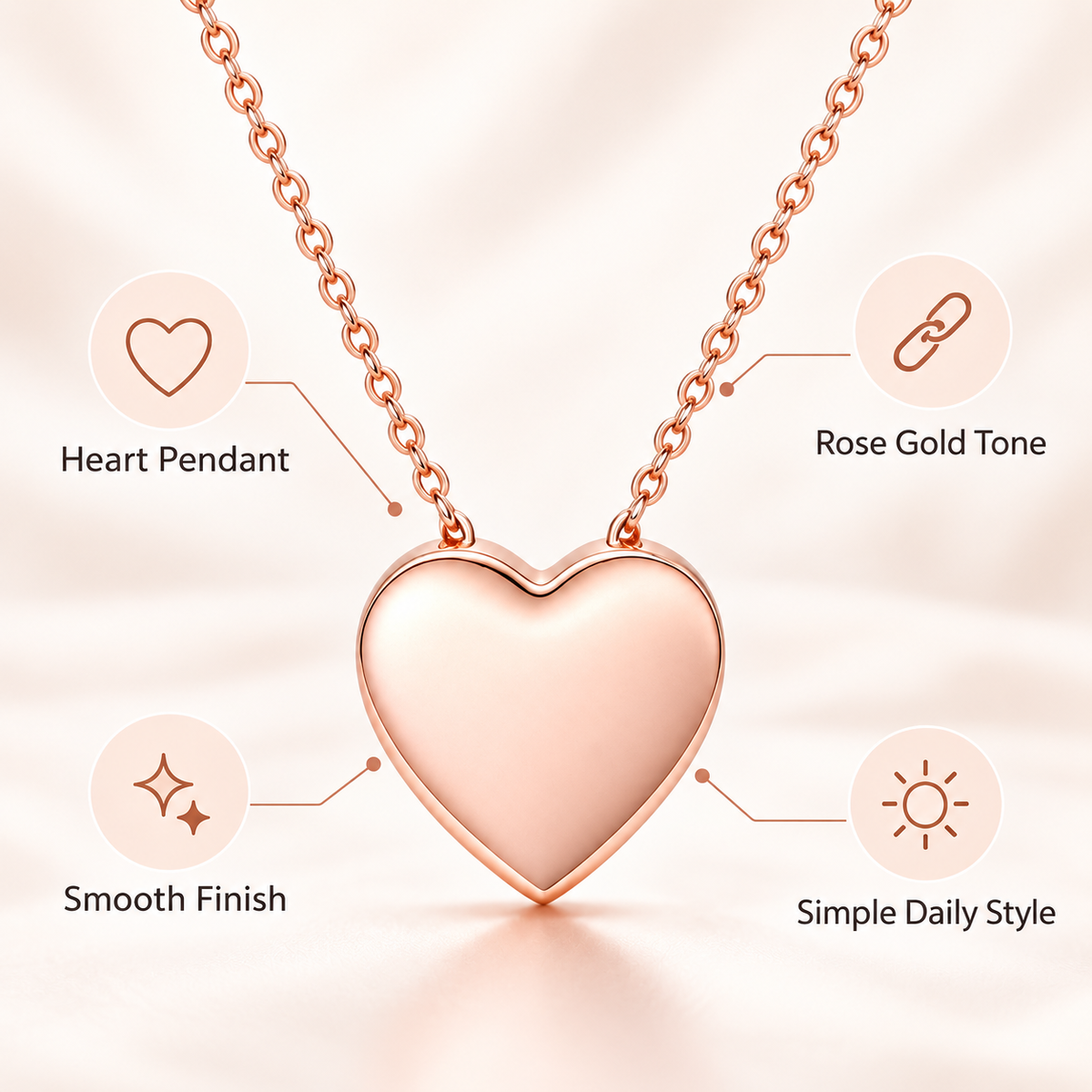 Auraliven Minimal Heart Pendant Necklace