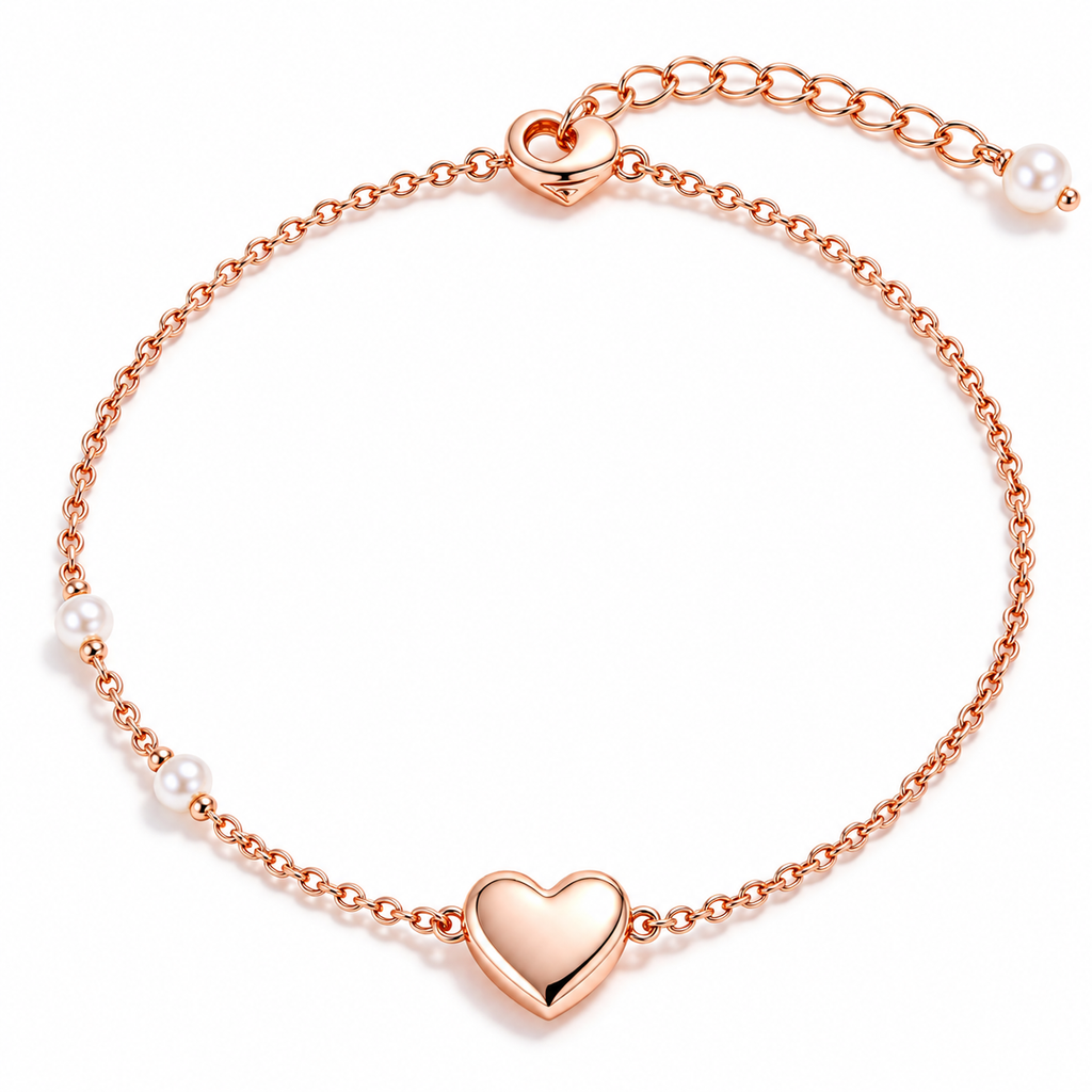 Auraliven Heart Charm Pearl Accent Bracelet