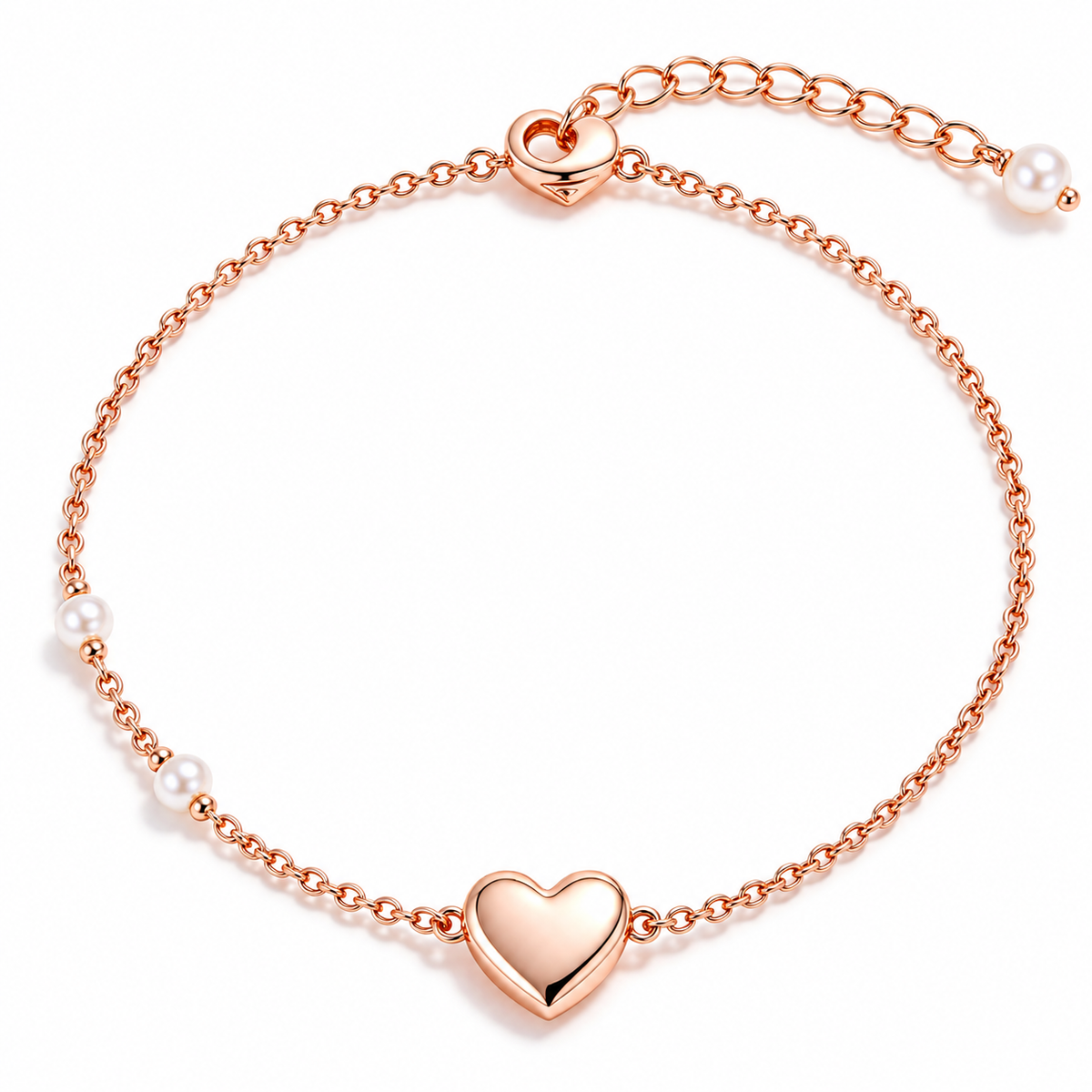 Auraliven Heart Charm Pearl Accent Bracelet