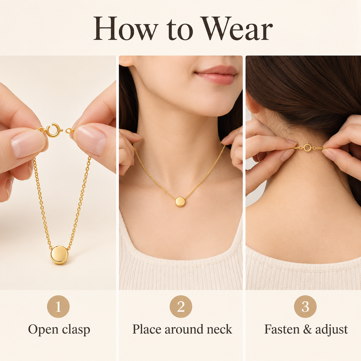 Auraliven Minimal Round Pendant Necklace