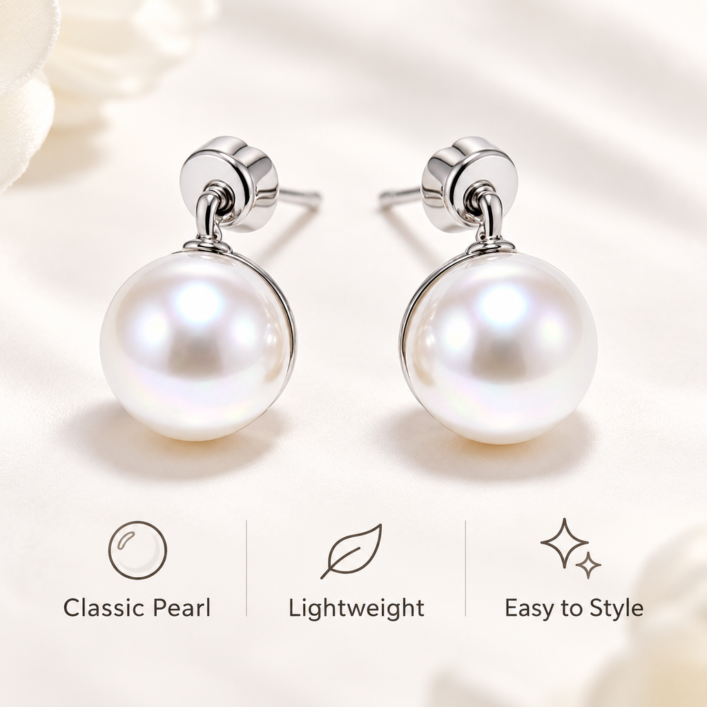 Auraliven Classic Pearl Drop Earrings