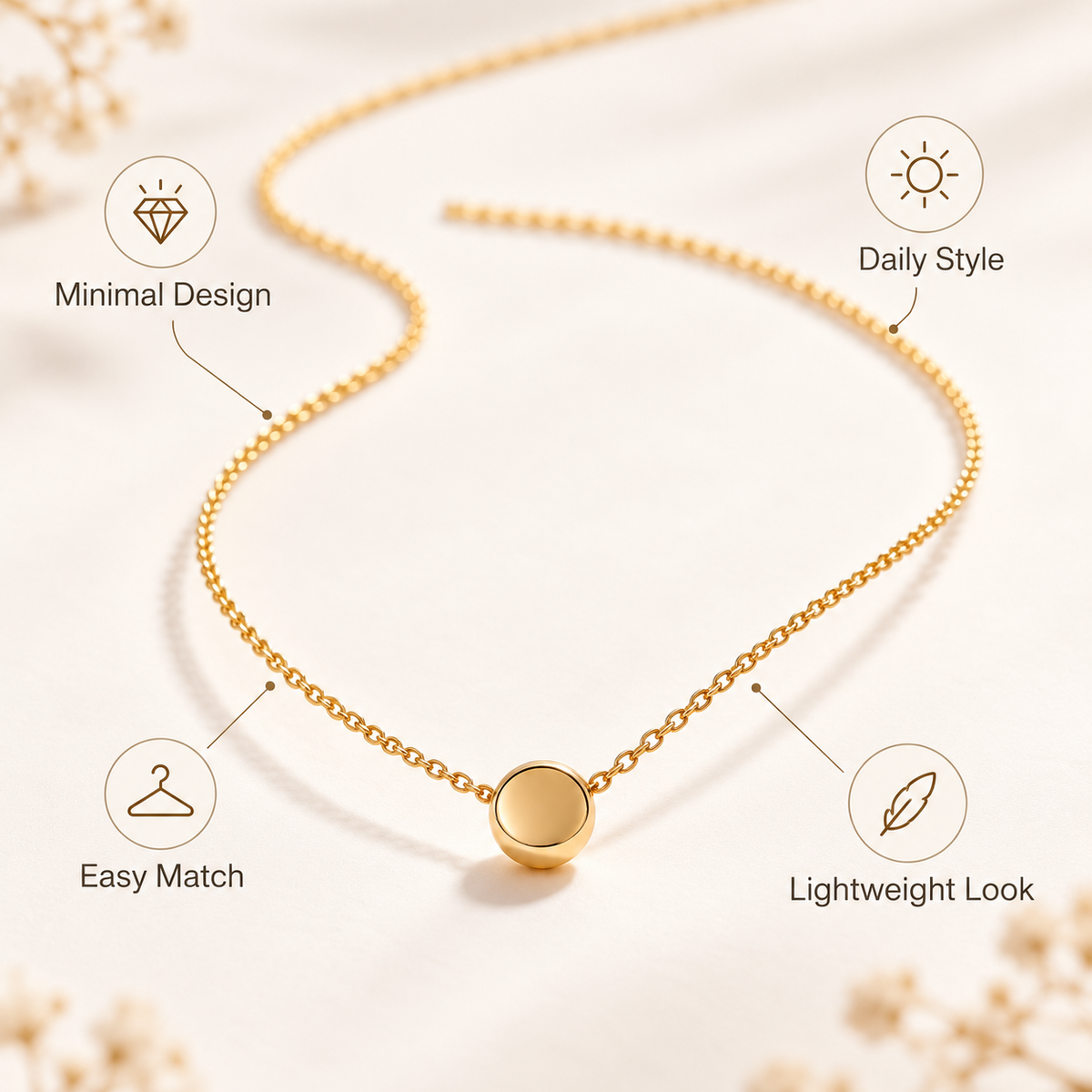 Auraliven Minimal Round Pendant Necklace