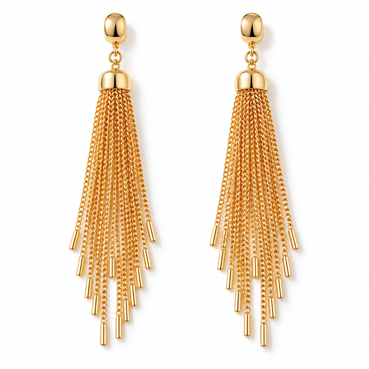 Auraliven Gold Tone Chain Tassel Earrings