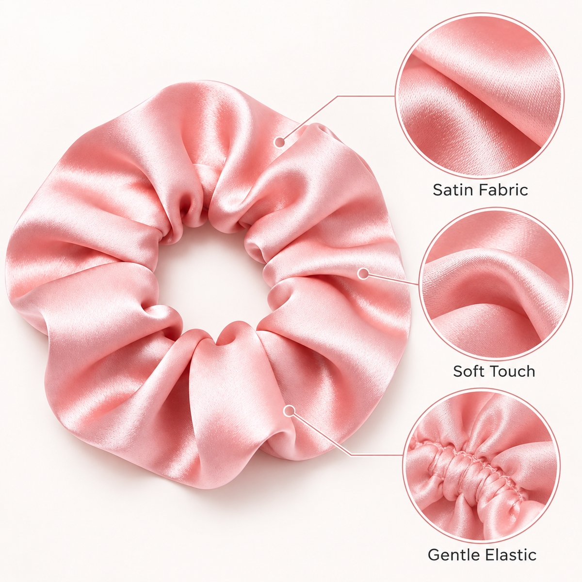 Auraliven Pink Satin Scrunchie