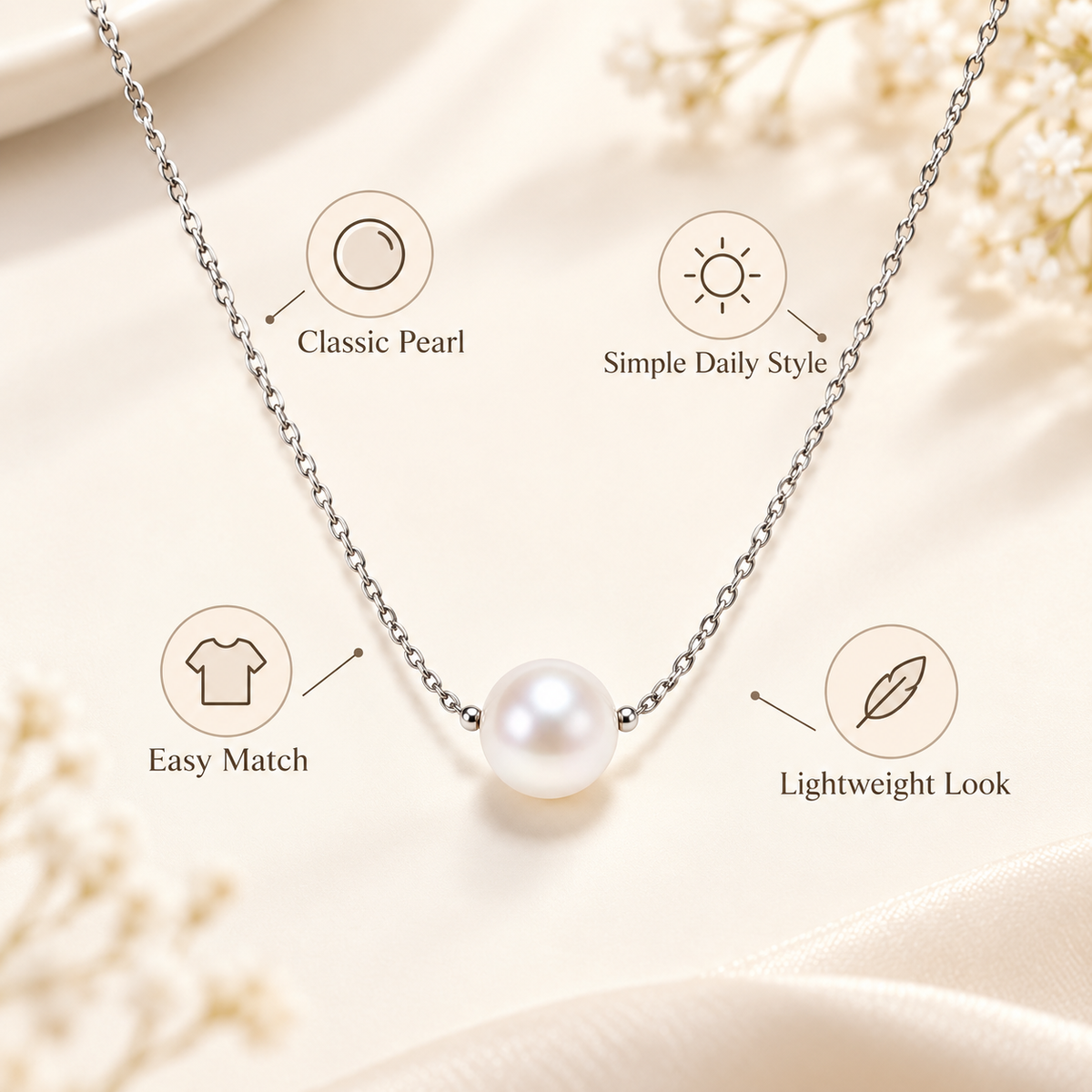 Auraliven Pearl Pendant Necklace