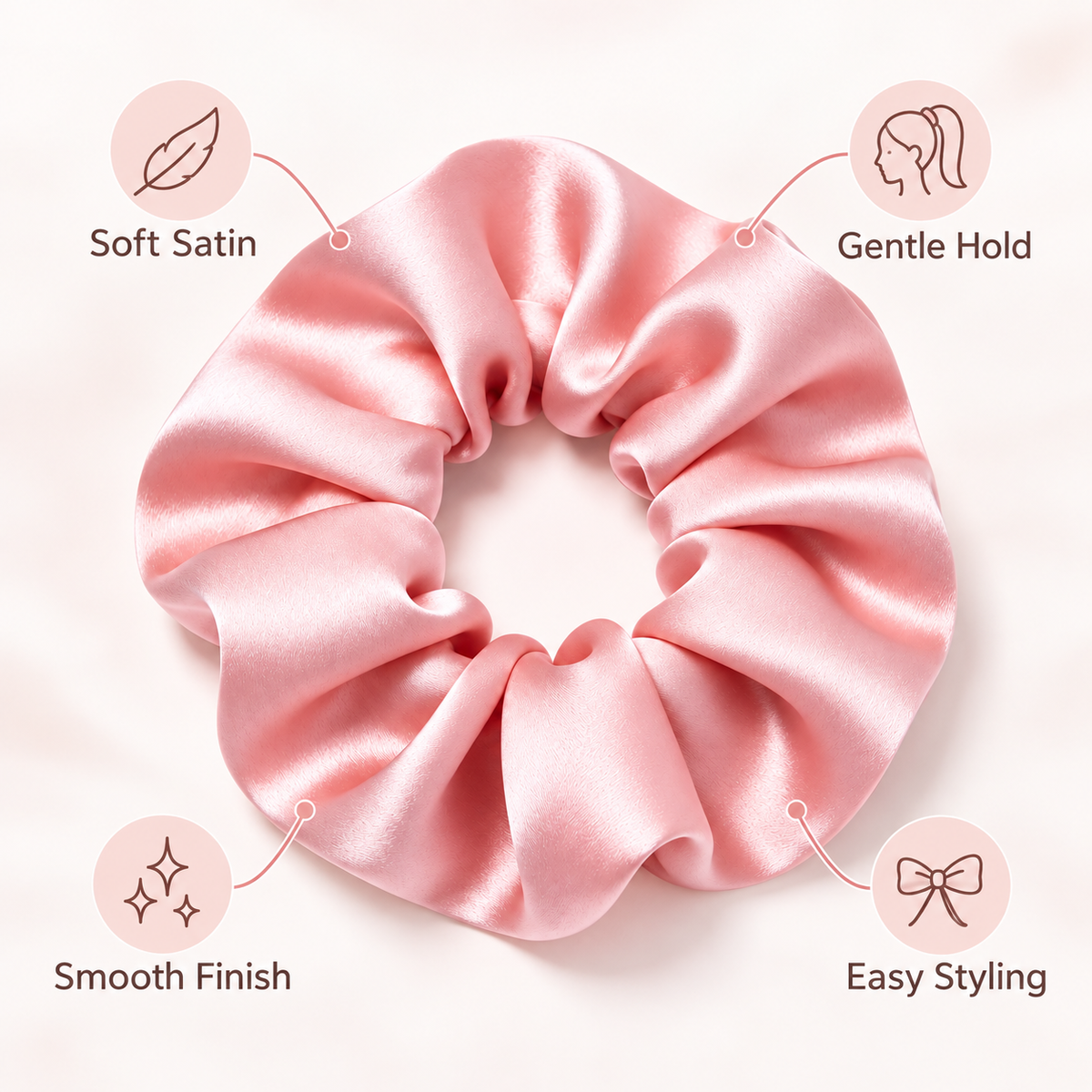 Auraliven Pink Satin Scrunchie
