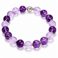 Auraliven Purple Beaded Bracelet with Silver-Tone Accents