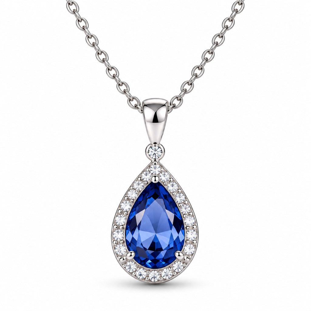 Auraliven Blue Teardrop Pendant Necklace