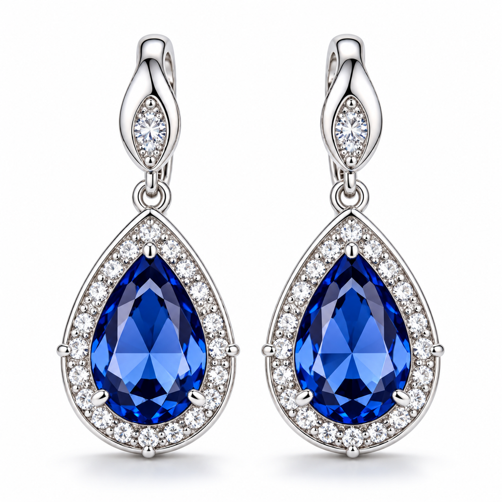 Auraliven Blue Teardrop Stone Drop Earrings
