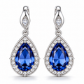 Auraliven Blue Teardrop Stone Drop Earrings