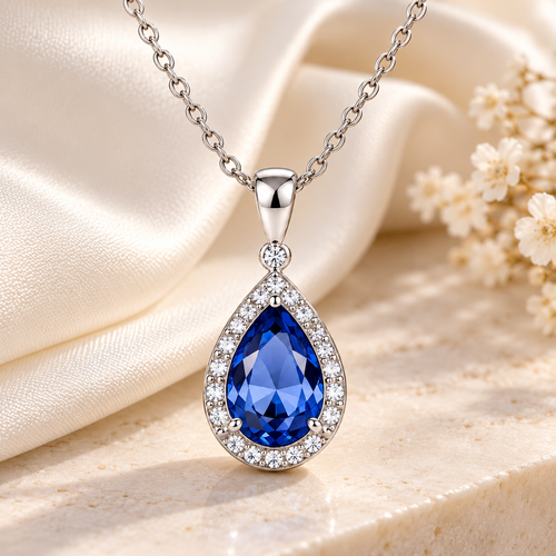Auraliven Blue Teardrop Pendant Necklace