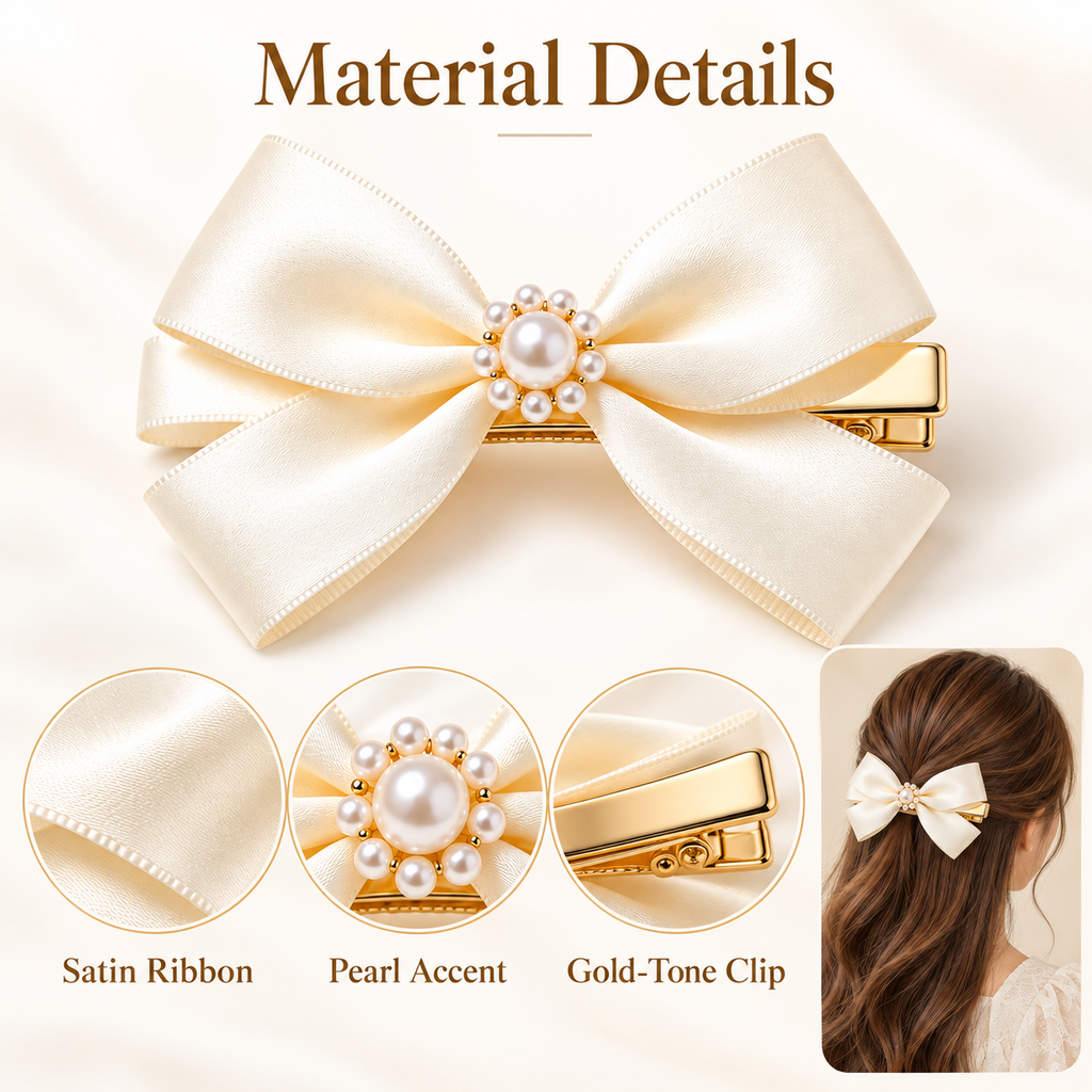 Auraliven Pearl-Style Bow Hair Clip