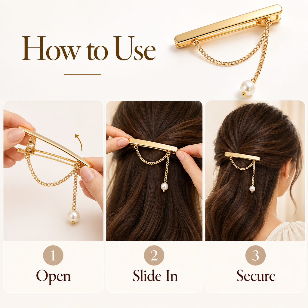 Auraliven Pearl-Style Chain Hair Clip