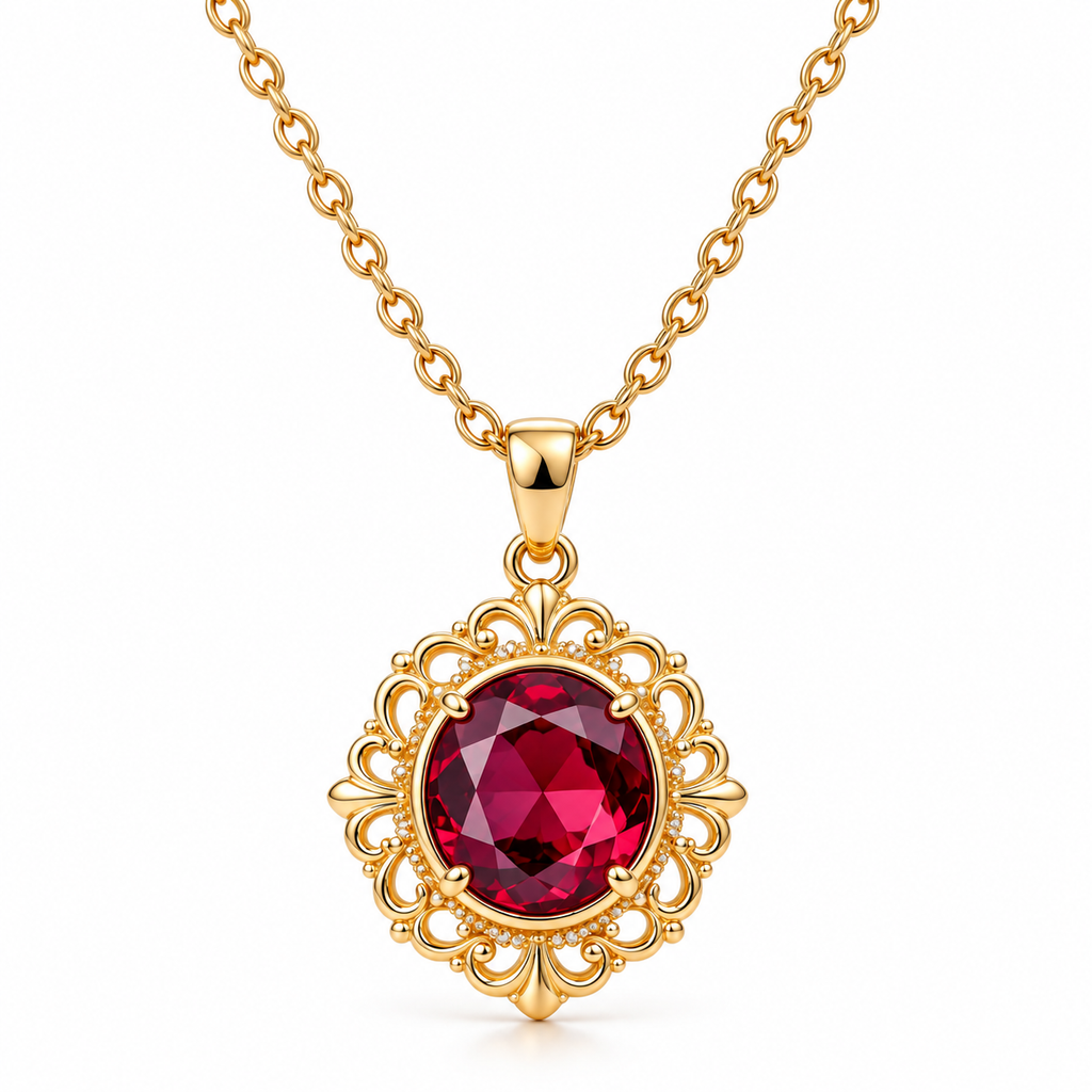 Auraliven Red Stone Pendant Necklace