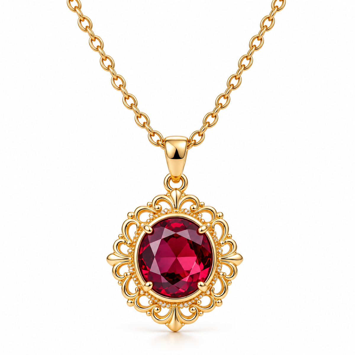 Auraliven Red Stone Pendant Necklace