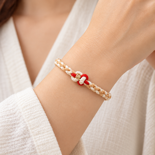 Auraliven Braided Cord Bracelet with Red Accent Detail