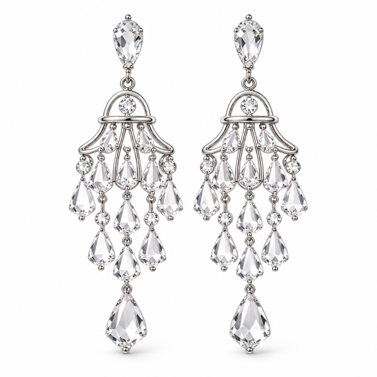 Auraliven Crystal-Style Teardrop Chandelier Earrings
