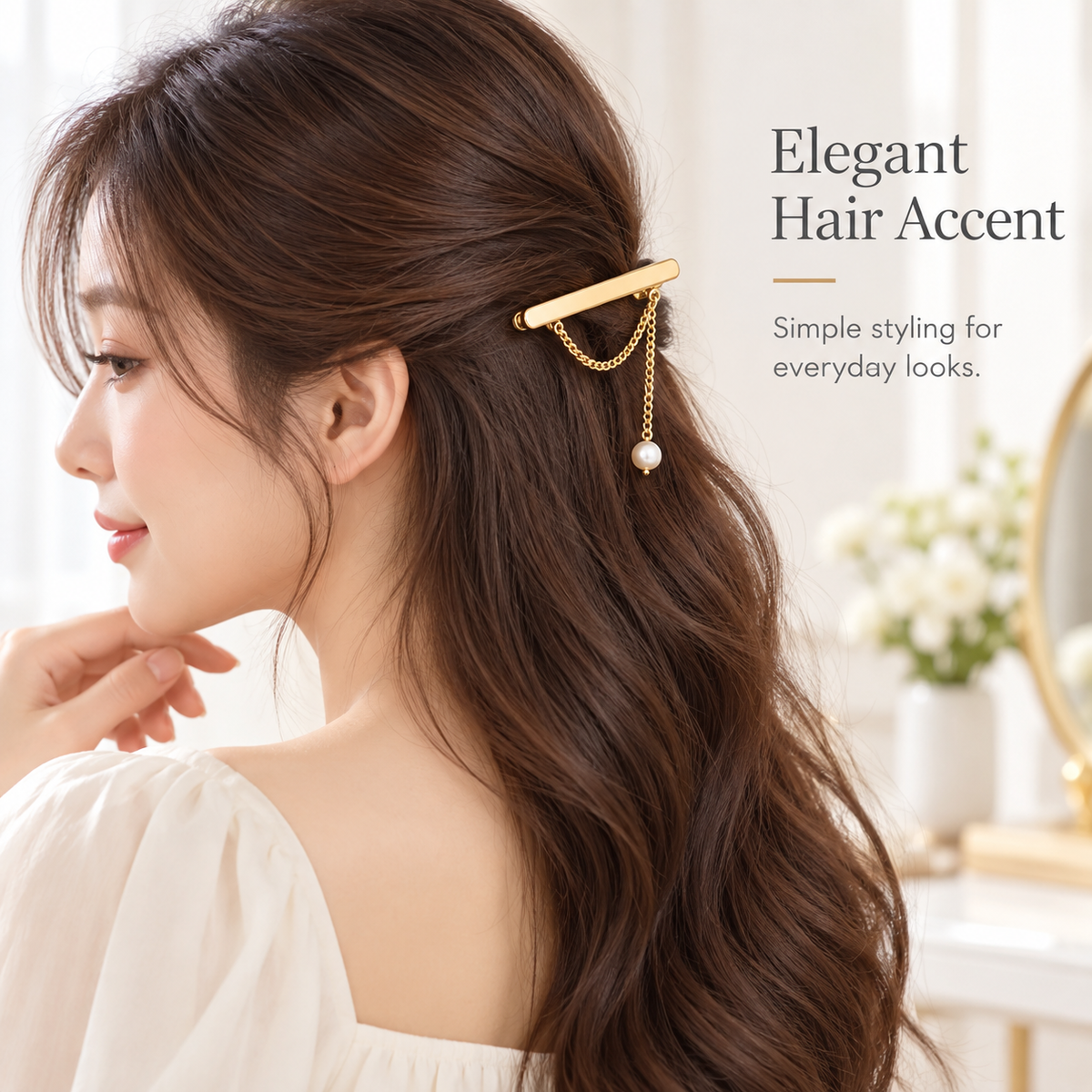 Auraliven Pearl-Style Chain Hair Clip