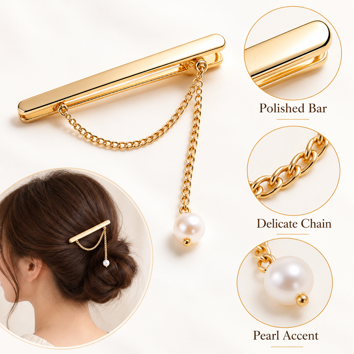 Auraliven Pearl-Style Chain Hair Clip