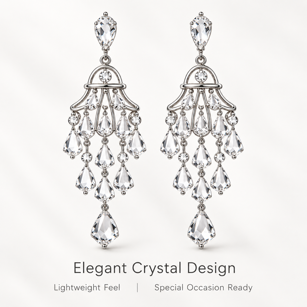Auraliven Crystal-Style Teardrop Chandelier Earrings