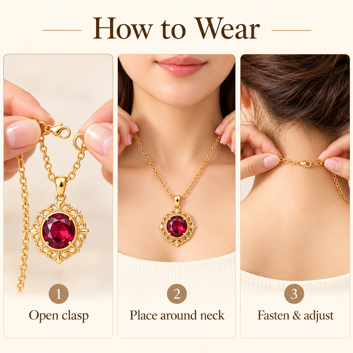 Auraliven Red Stone Pendant Necklace