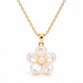 Auraliven Pearl-Tone Flower Pendant Necklace