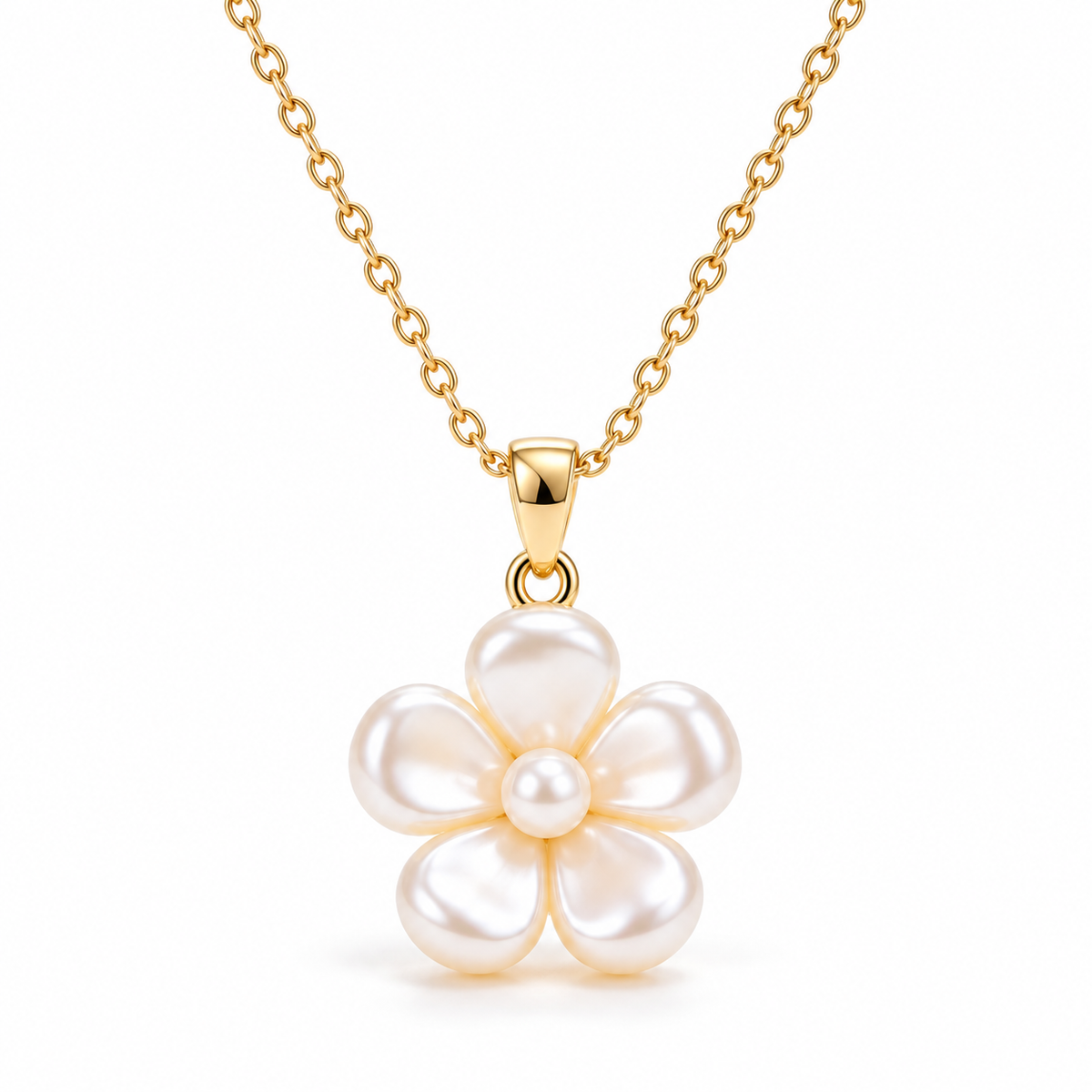 Auraliven Pearl-Tone Flower Pendant Necklace