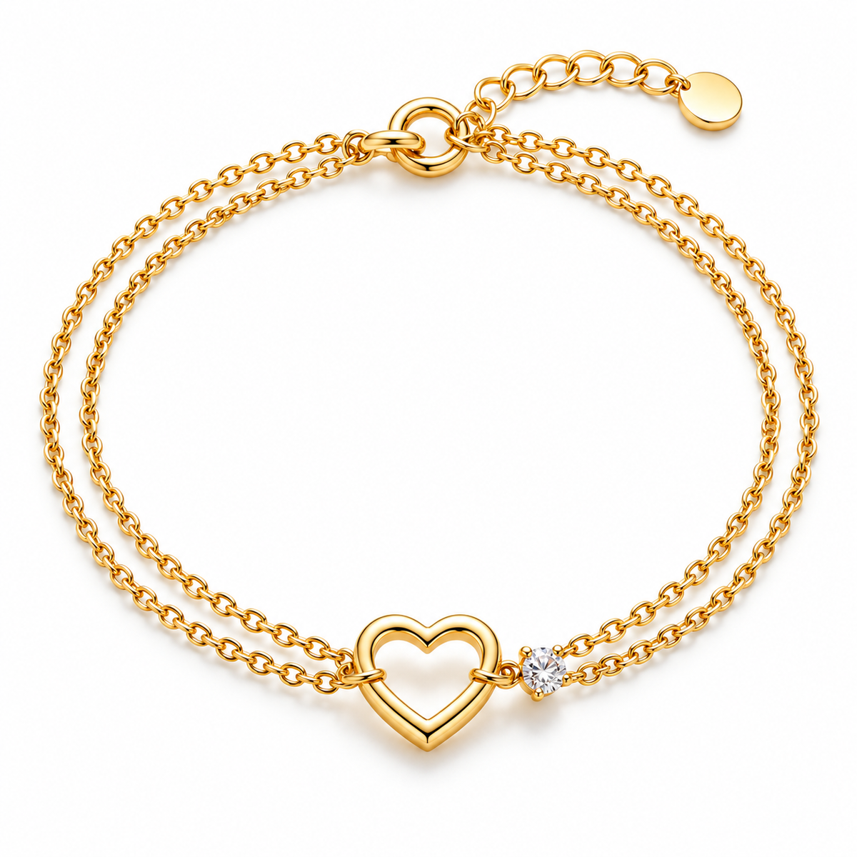 Auraliven Double Layer Heart Detail Chain Bracelet