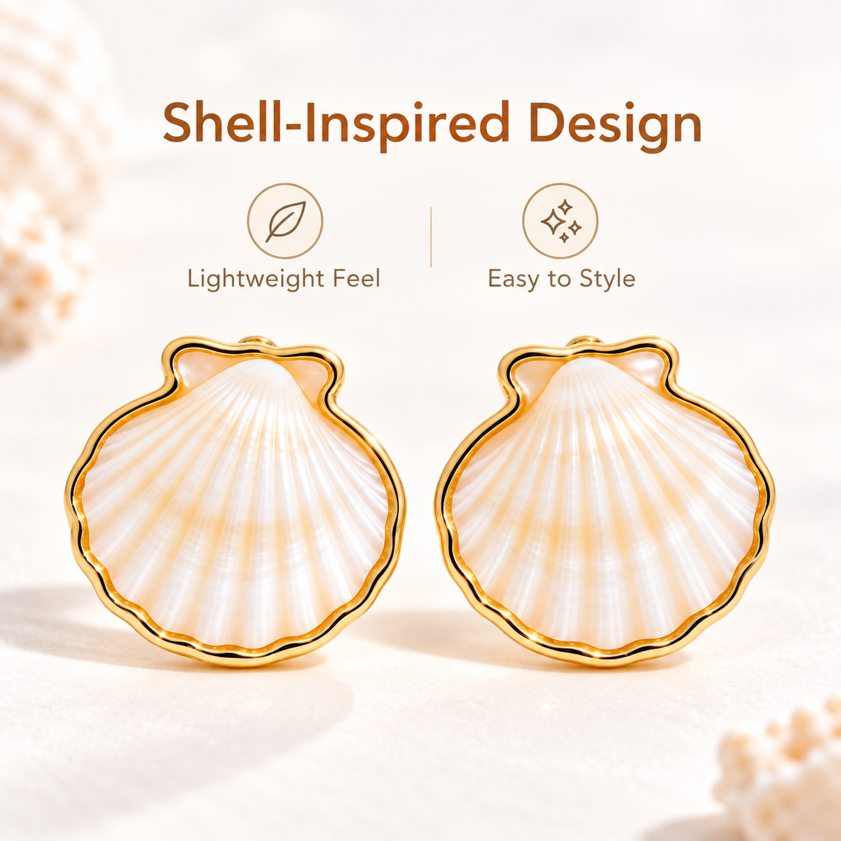 Auraliven Shell Shape Stud Earrings