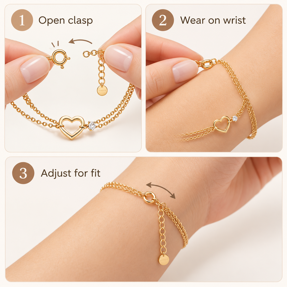 Auraliven Double Layer Heart Detail Chain Bracelet