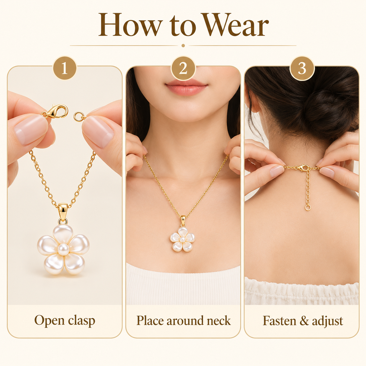 Auraliven Pearl-Tone Flower Pendant Necklace