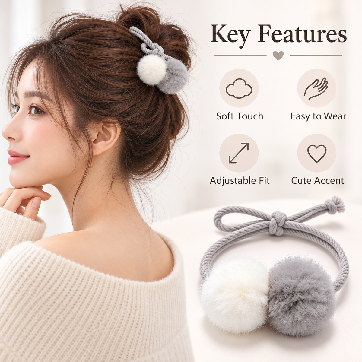 Auraliven Soft Pom Hair Tie