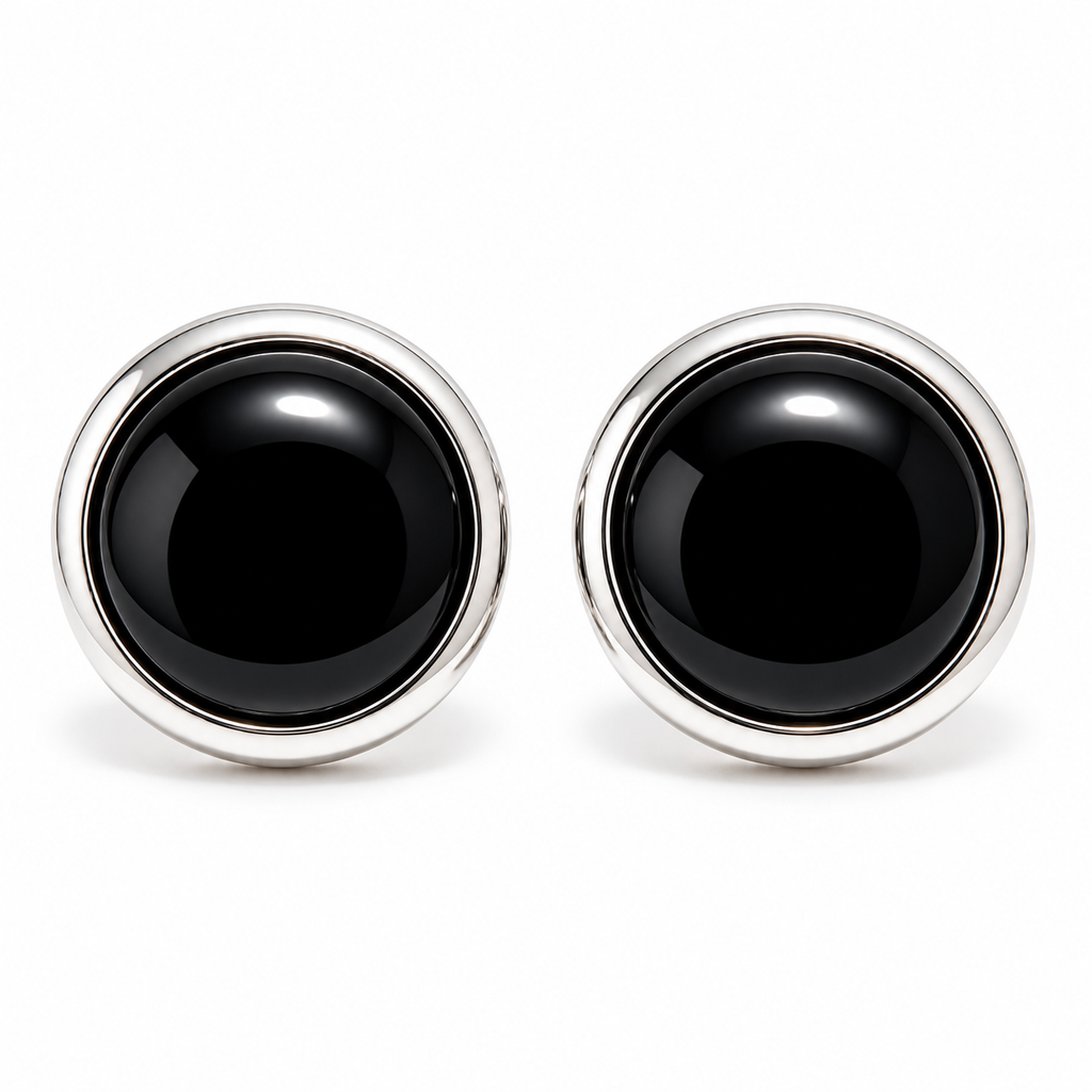 Auraliven Black Round Stud Earrings