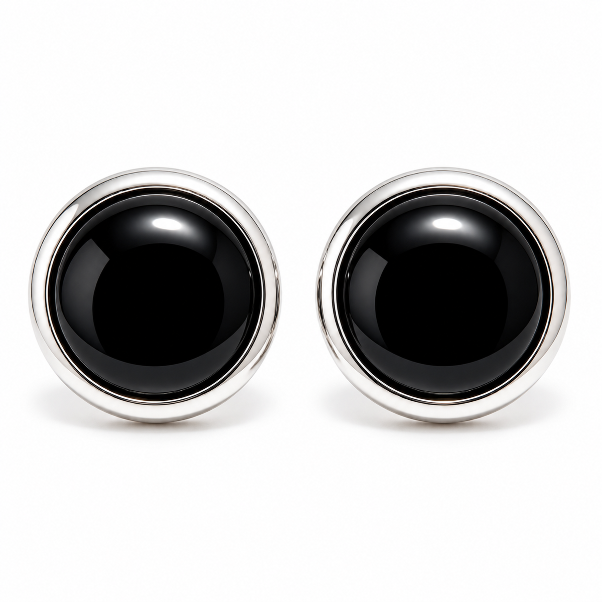 Auraliven Black Round Stud Earrings