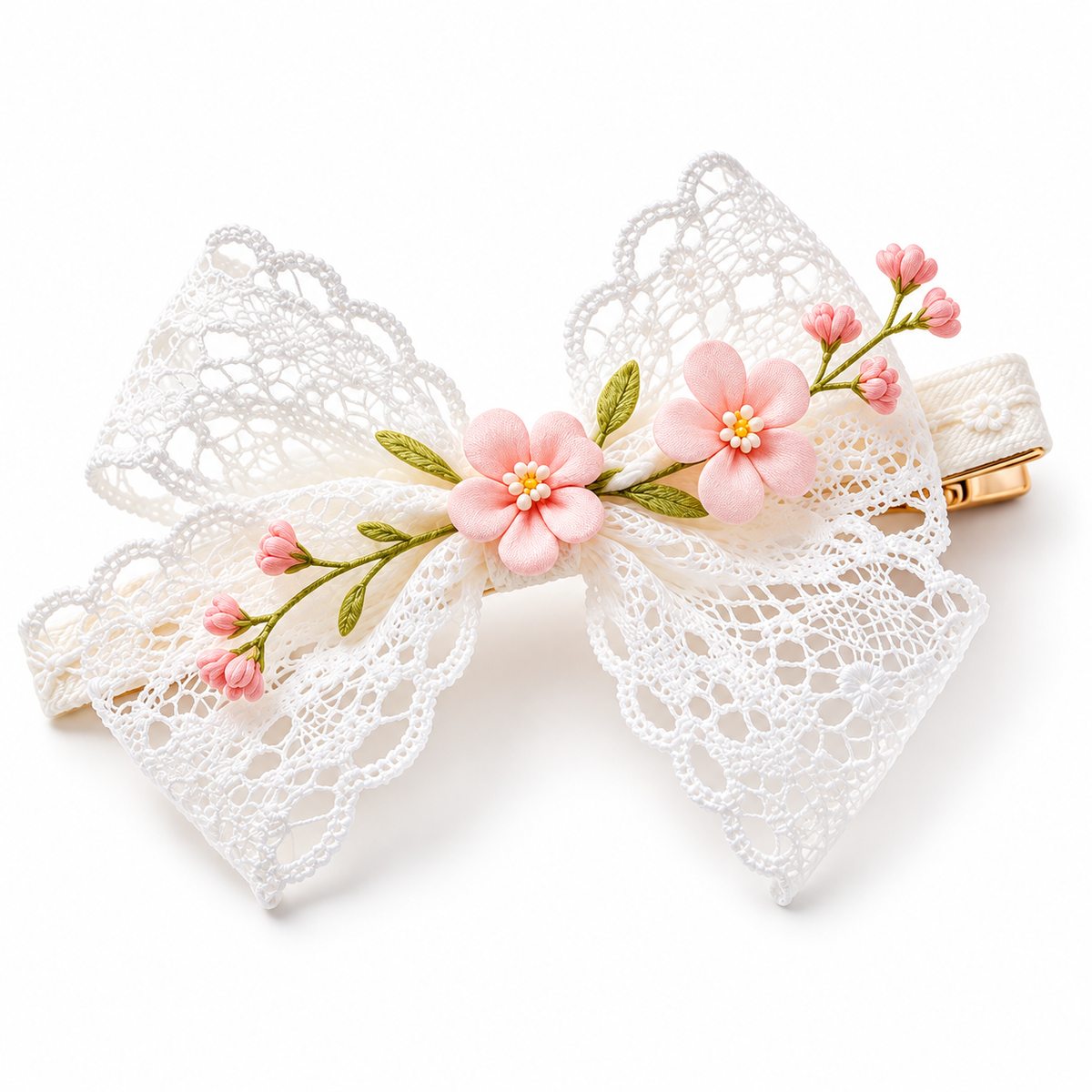 Auraliven Lace Floral Bow Hair Clip
