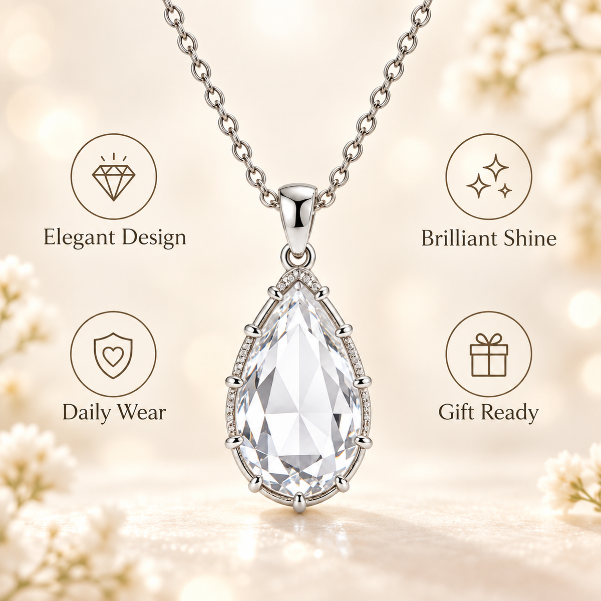 Auraliven Teardrop Pendant Necklace