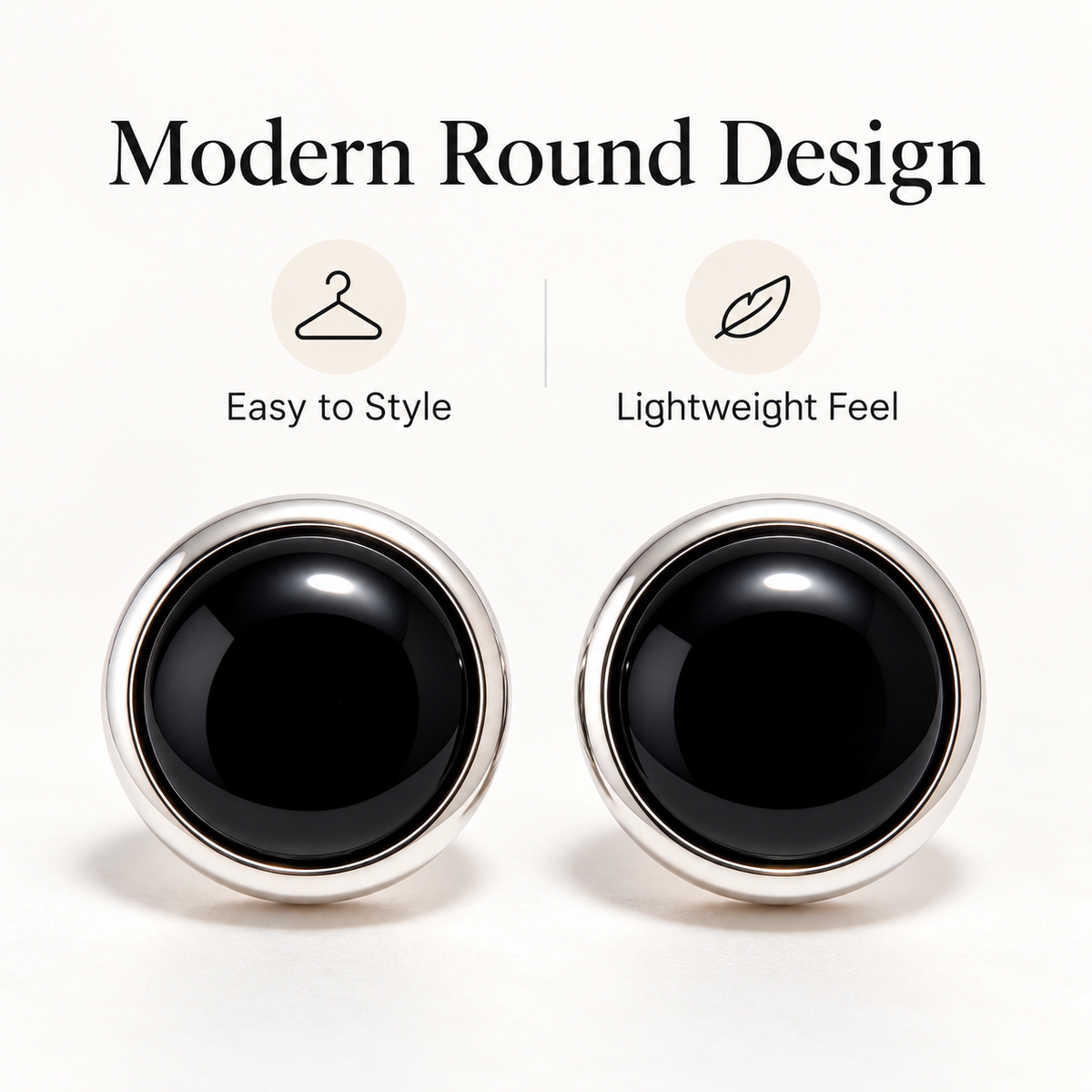 Auraliven Black Round Stud Earrings