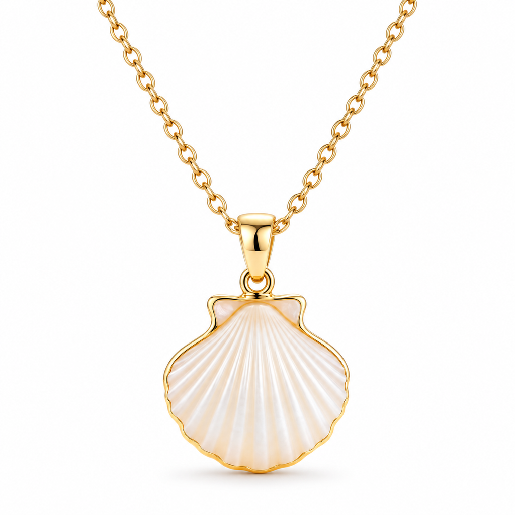 Auraliven Shell Pendant Necklace with Pearl-Inspired Detail