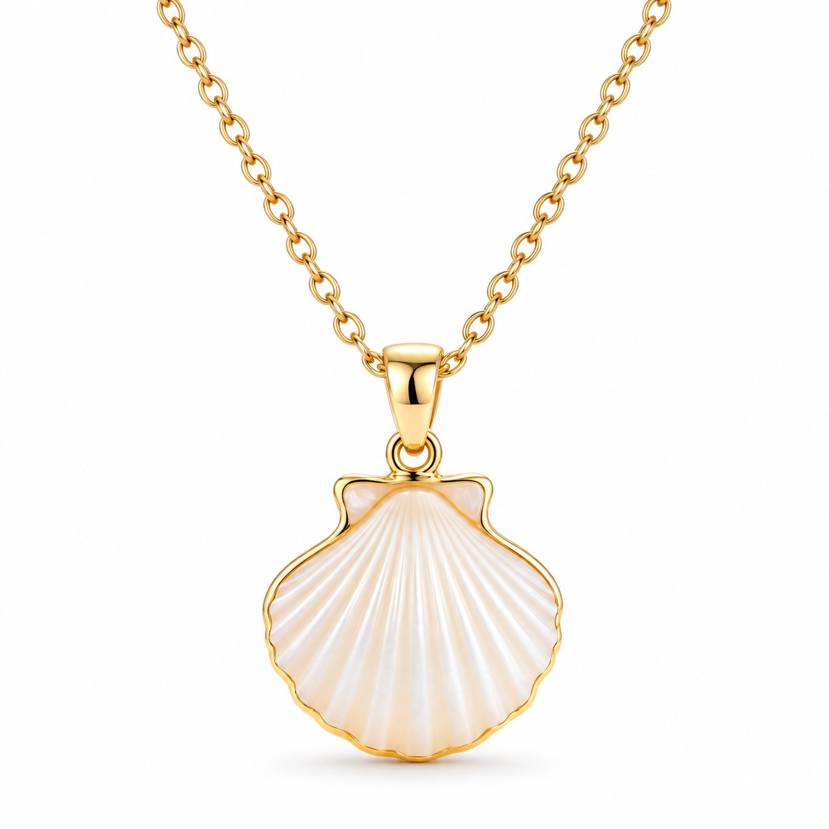 Auraliven Shell Pendant Necklace with Pearl-Inspired Detail