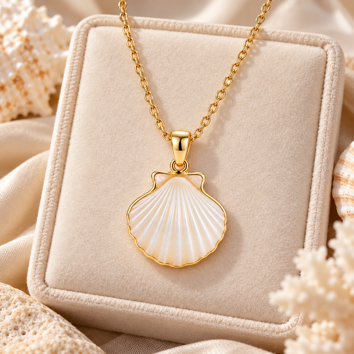 Auraliven Shell Pendant Necklace with Pearl-Inspired Detail