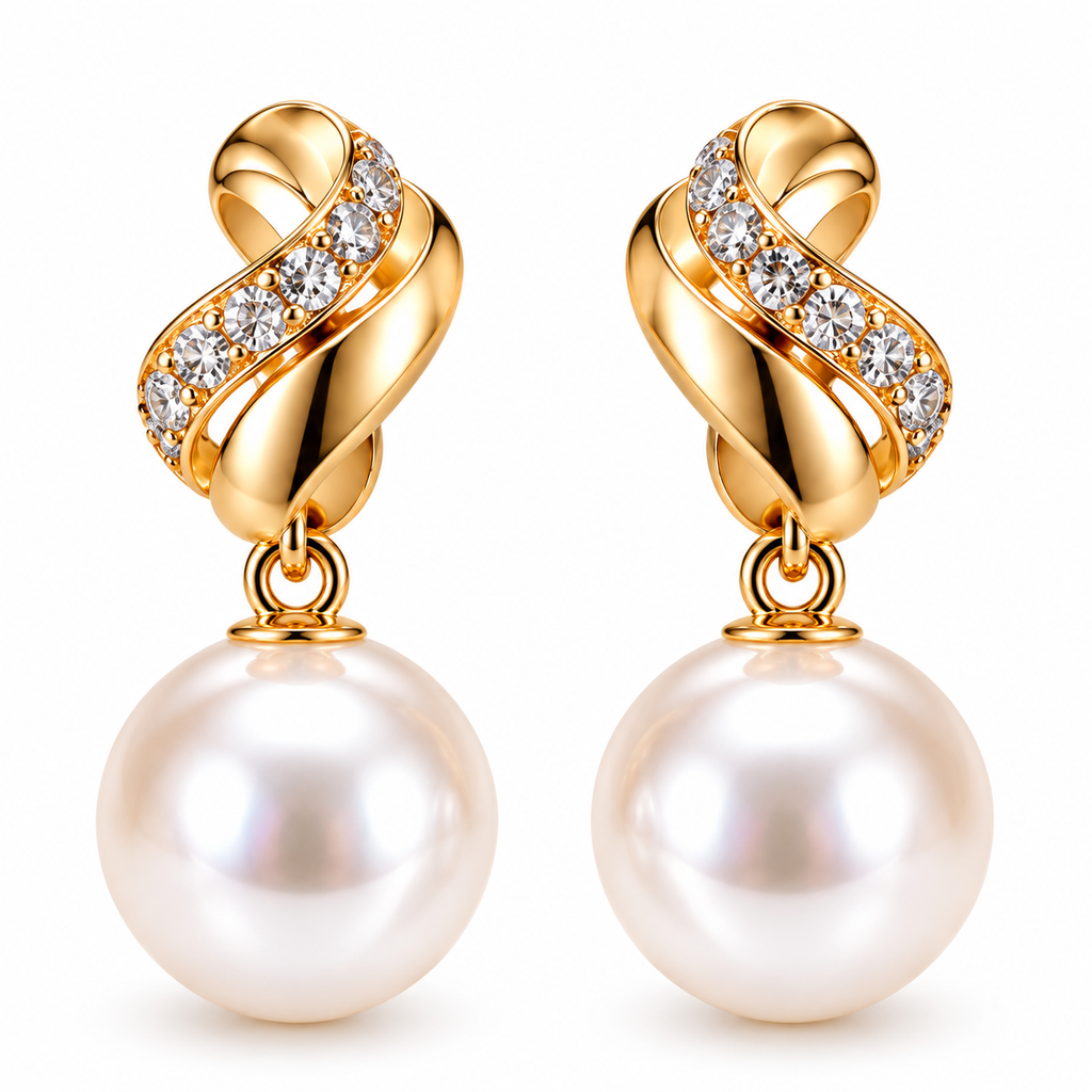 Auraliven Pearl-Style Drop Earrings with Sparkle Accent