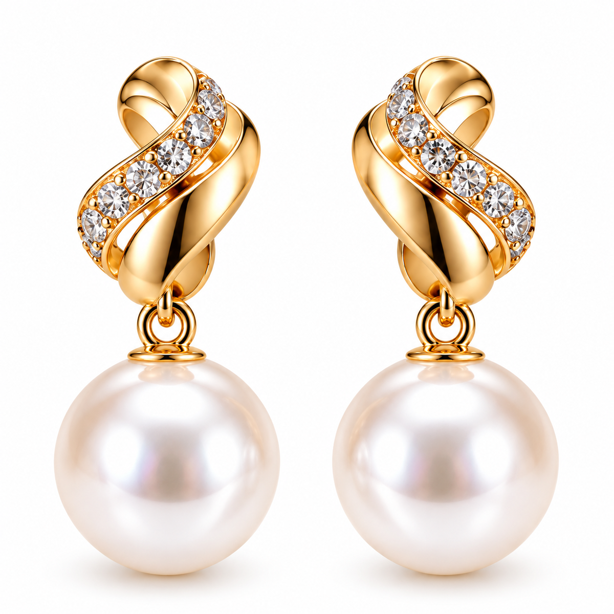 Auraliven Pearl-Style Drop Earrings with Sparkle Accent