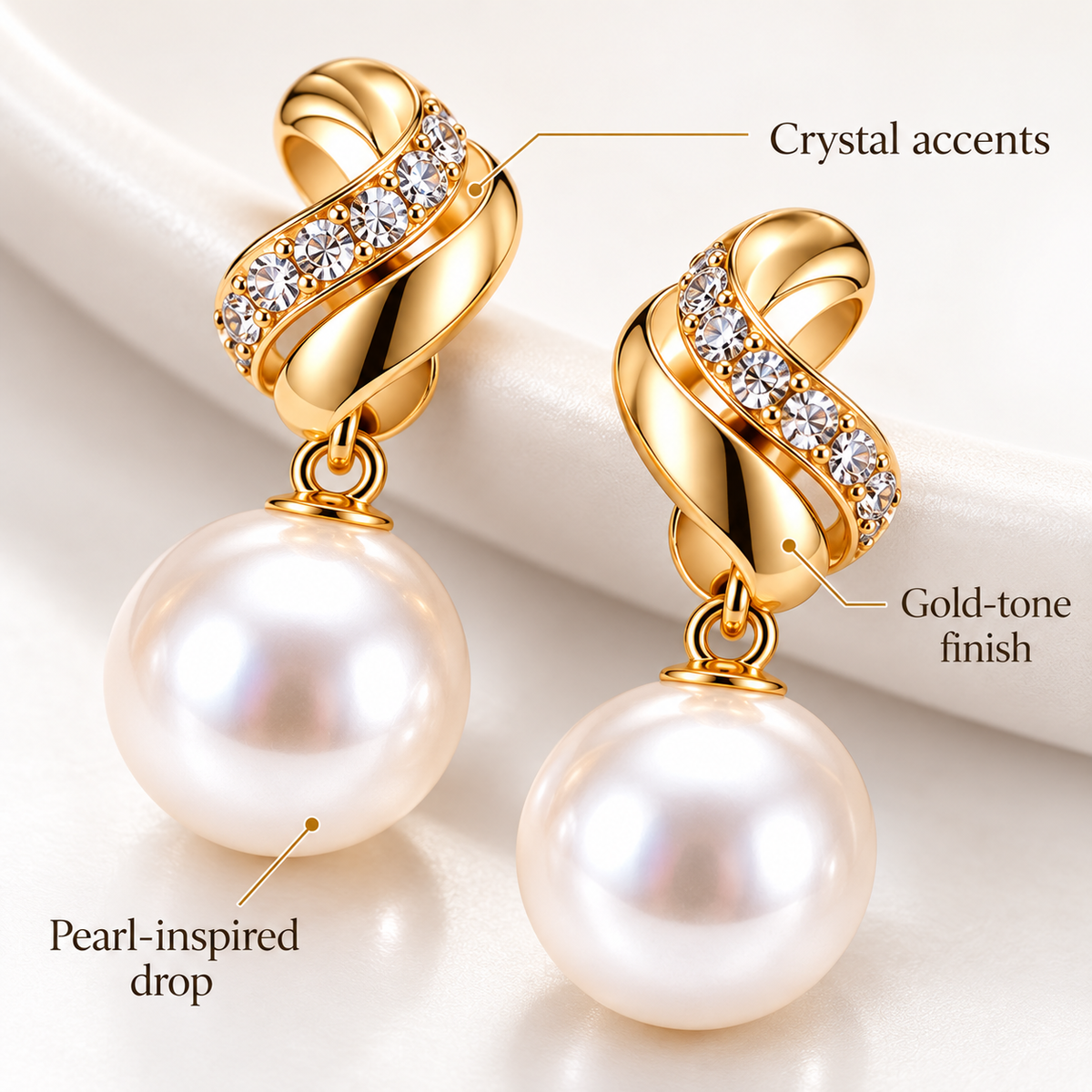 Auraliven Pearl-Style Drop Earrings with Sparkle Accent